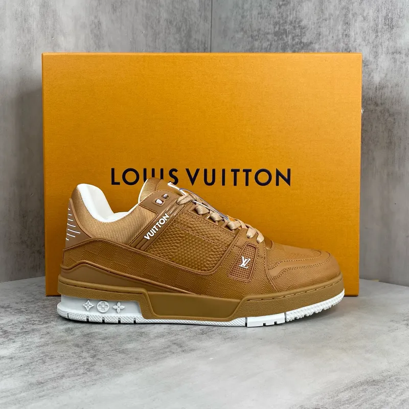 Louis Vuitton Brown Leather Low Top Couples Sneakers #A54331 Louis Vuitton Brown Leather Low Top Couples Sneakers #A54331