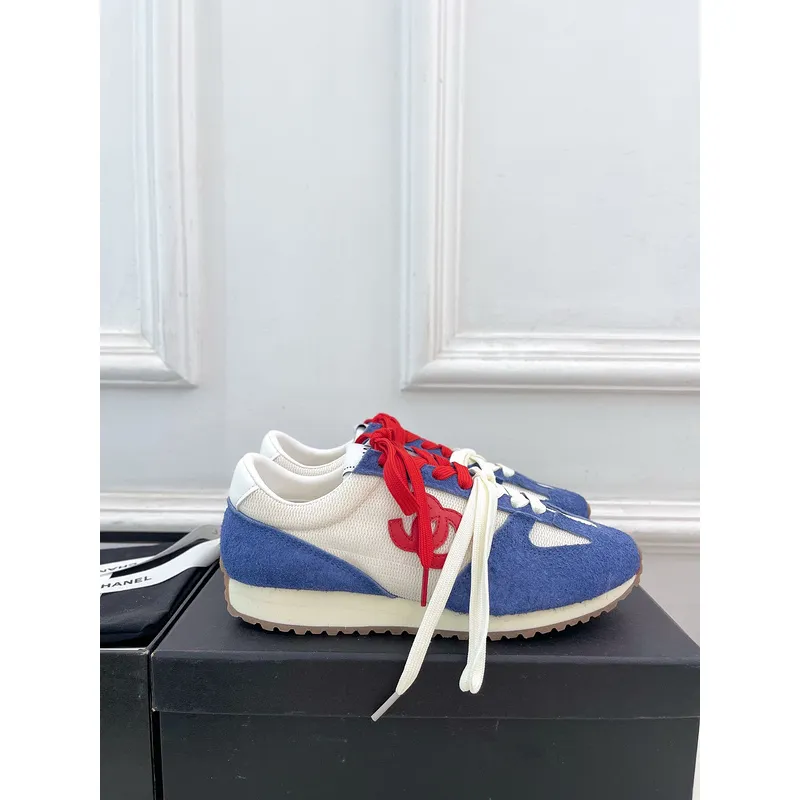 Chanel shoes for Womens Chanel Fabric and Suede Calfskin Sneakers #A54028