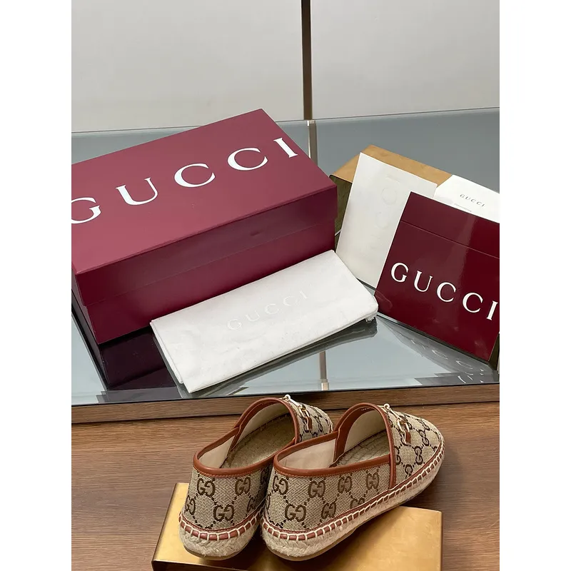 Gucci Shoes for Women Gucci Flats Horsebit GG Canvas espadrilles in burgundy #A49568