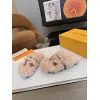 Louis Vuitton Cozy Fluffy Slippers with Leather Straps and Brand Embellishments #A54592