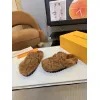 Louis Vuitton Cozy Fluffy Slippers with Leather Straps and Brand Embellishments #A54593