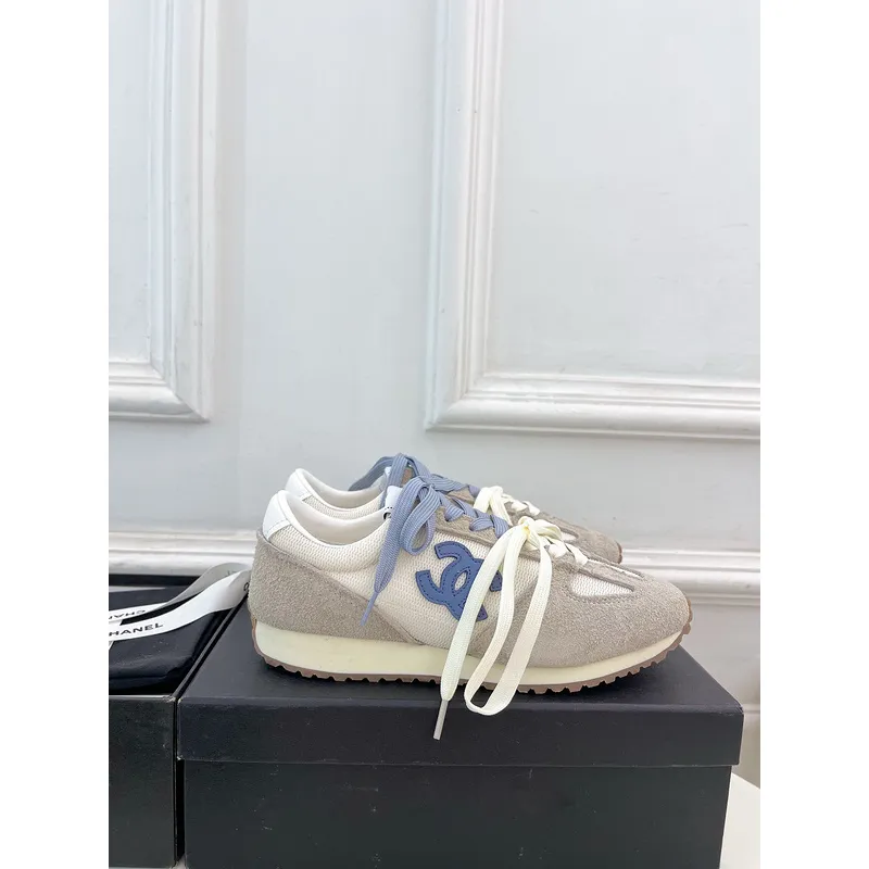 Chanel shoes for Womens Chanel Fabric and Suede Calfskin Sneakers #A54028