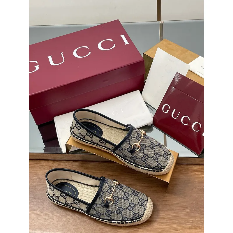 Gucci Shoes for Women Gucci Flats Horsebit GG Canvas espadrilles in burgundy #A49568