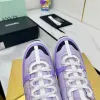 Chanel Denim Suede Calfskin Neon Orange CC Logo Trainers #A53211