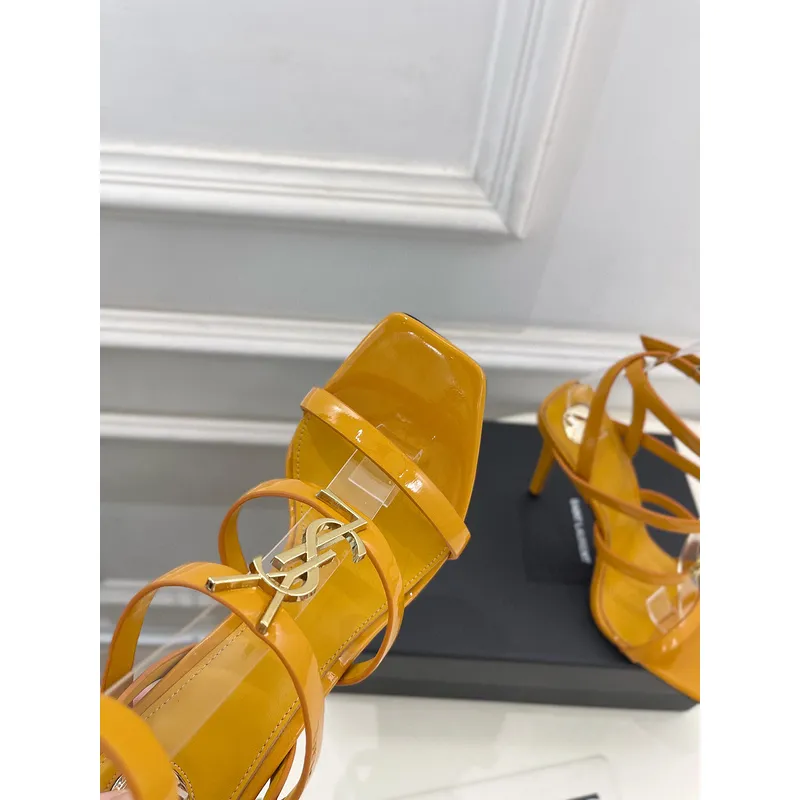 YSL Shoes for Womens Stunning YSL Yellow Patent Leather Strappy High - Heel Sandals Heel height:10.5cm #A54191