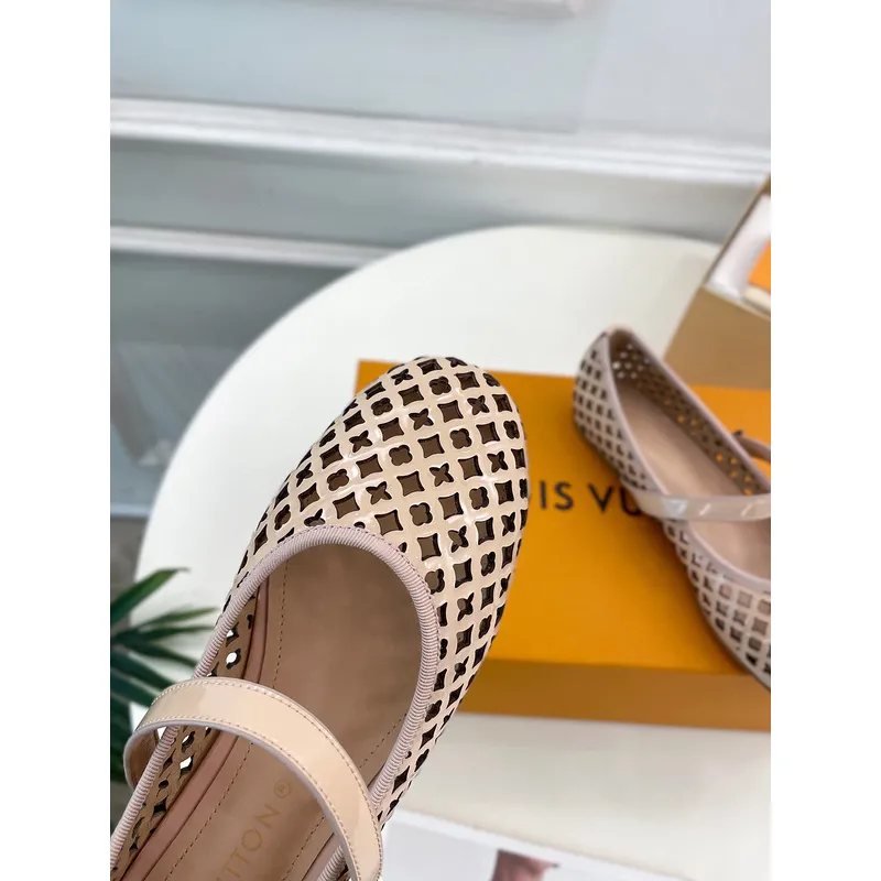 Louis Vuitton Shoes for Womens ROMY Flat Hollow Ballet Apricot #A48737