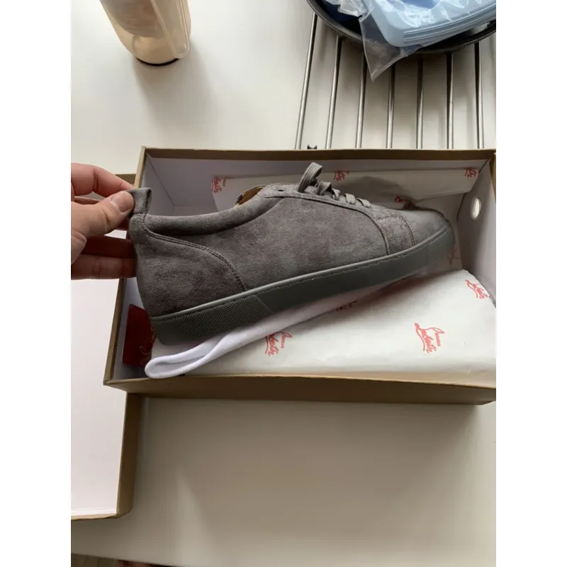 CL Redbottom New Grey/Blue Suede Genuine Leather Sneakers Shoes High Top Famous Brands Red Bottom Sneaker Shoes Men Women Causal Party Dress Wedding #9874154