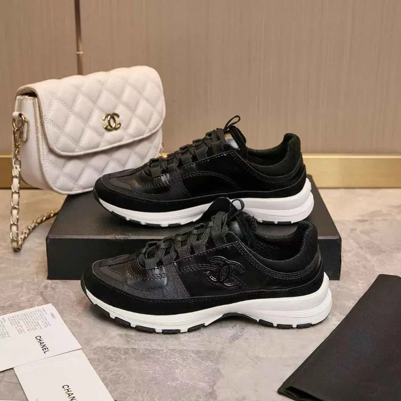 Chanel Black White Couples Sneakers #A54426