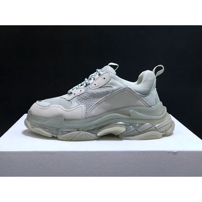 New Balenciaga 17FW Triple S Sneakers Mens Women Casual Shoes Triple S Clear Sole White Green Black Red Rainbow Sports Outdoor Dad Shoe #9875178