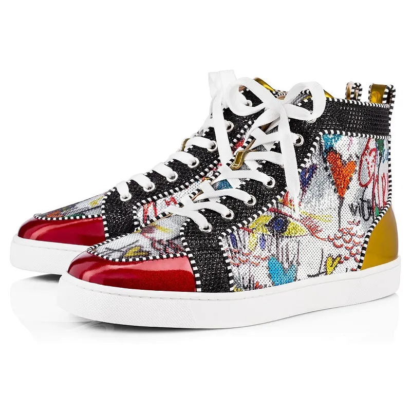 2020 CL Redbottom red bottoms men women fashion luxury designer shoes spike high top sneakers black white bred grey leather suede flats casual shoe #9874153