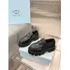 Prada Style Black Leather Loafers With Chunky Platform Sole #A54580