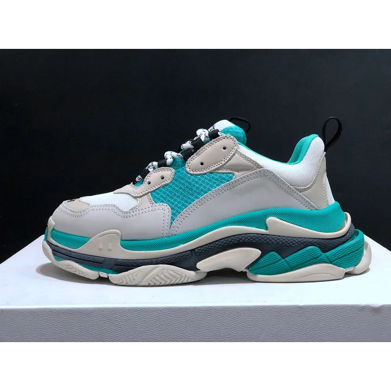 New Balenciaga 17FW Triple S Sneakers Mens Women Casual Shoes Triple S Clear Sole White Green Black Red Rainbow Sports Outdoor Dad Shoe #9875178