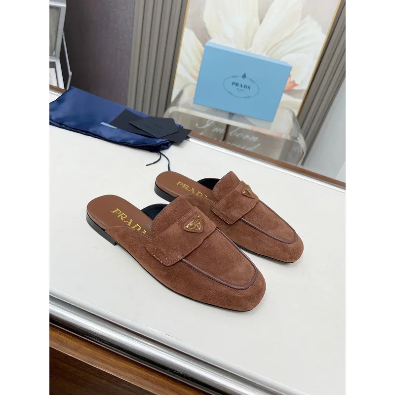 Prada Shoes for Womens Prada Slippers Brown/Black/Red #A47885