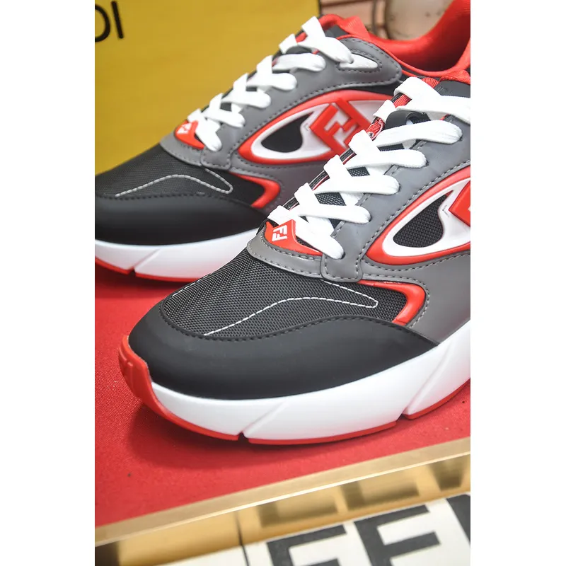 Fendi shoes for Mens Fendi New Domino Sneakers Grey/Red #A52995