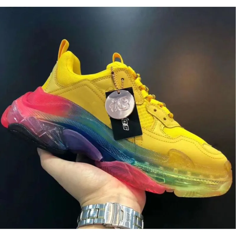 New Balenciaga 17FW Triple S Sneakers Mens Women Casual Shoes Triple S Clear Sole White Green Black Red Rainbow Sports Outdoor Dad Shoe #9875178