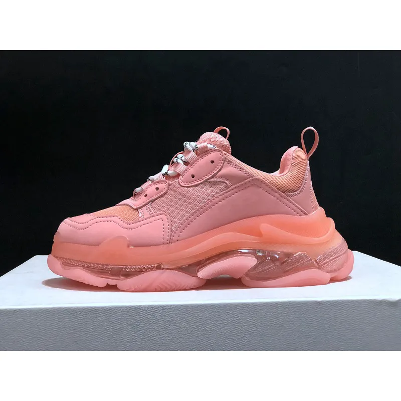 New Balenciaga 17FW Triple S Sneakers Mens Women Casual Shoes Triple S Clear Sole White Green Black Red Rainbow Sports Outdoor Dad Shoe #9875178