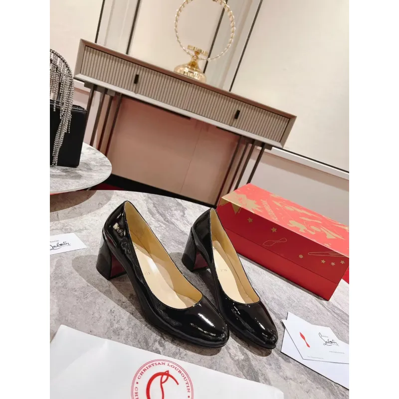Womens CL Pumps CL Redbottom Miss Sab 85MM Patent Leather Black Pumps #A53126