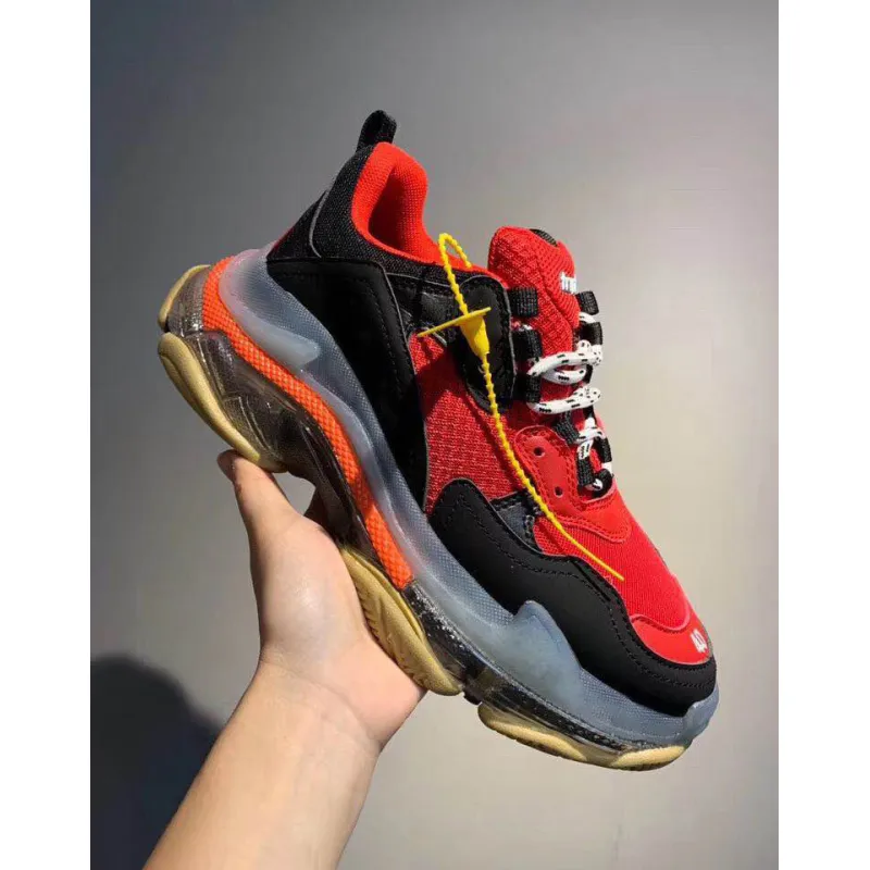 New Balenciaga 17FW Triple S Sneakers Mens Women Casual Shoes Triple S Clear Sole White Green Black Red Rainbow Sports Outdoor Dad Shoe #9875178