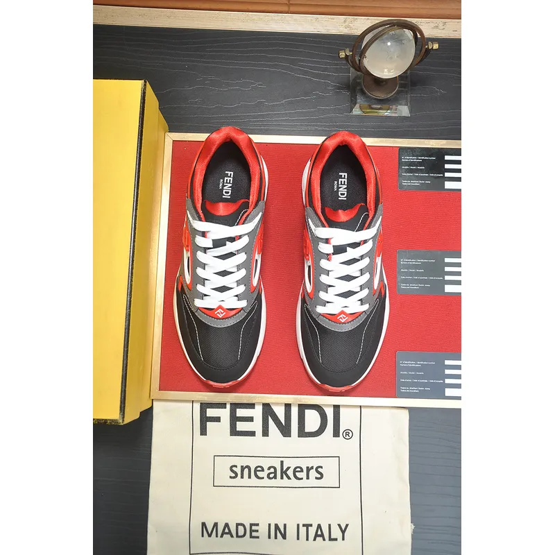 Fendi shoes for Mens Fendi New Domino Sneakers Grey/Red #A52995