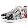 2020 CL Redbottom red bottoms men women fashion luxury designer shoes spike high top sneakers black white bred grey leather suede flats casual shoe #9874153