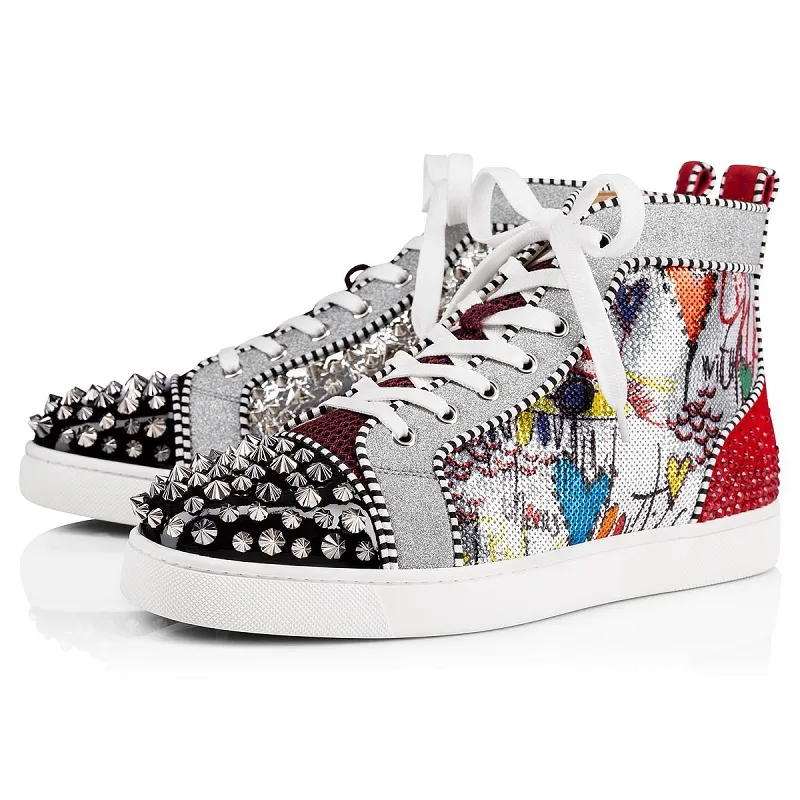 2020 CL Redbottom red bottoms men women fashion luxury designer shoes spike high top sneakers black white bred grey leather suede flats casual shoe #9874153