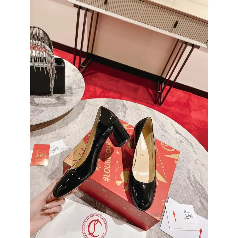 Womens CL Pumps CL Redbottom Miss Sab 85MM Patent Leather Black Pumps #A53126