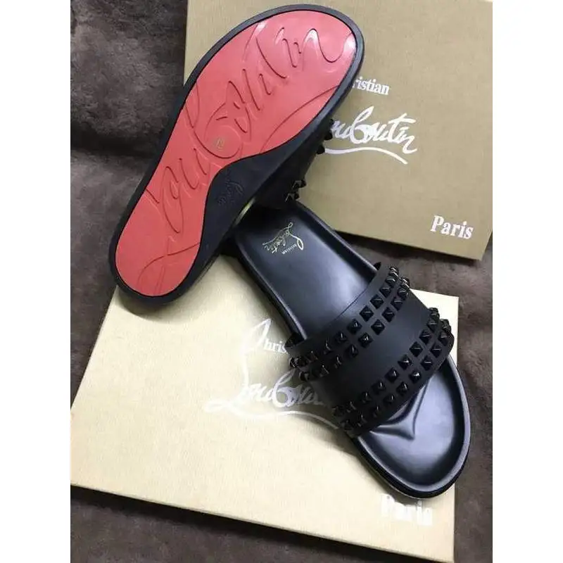 CL Redbottom CL Liulin red slippers with cowhide inner sheepskin and original rubber combined bottom #9874657