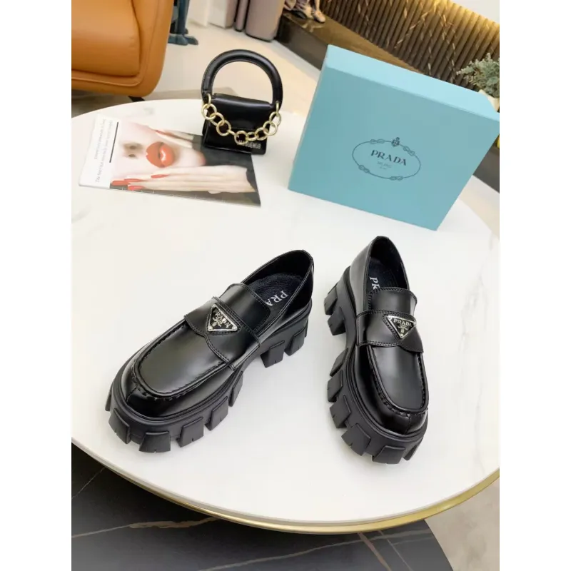 Prada Unisex Shoes Casual height increasing leather shoes #A39524