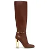 Fendi Womens Knee   High Boots  Iconic FF Monogram with Gold Heel Detail for Luxury Fashion Lovers #A56297