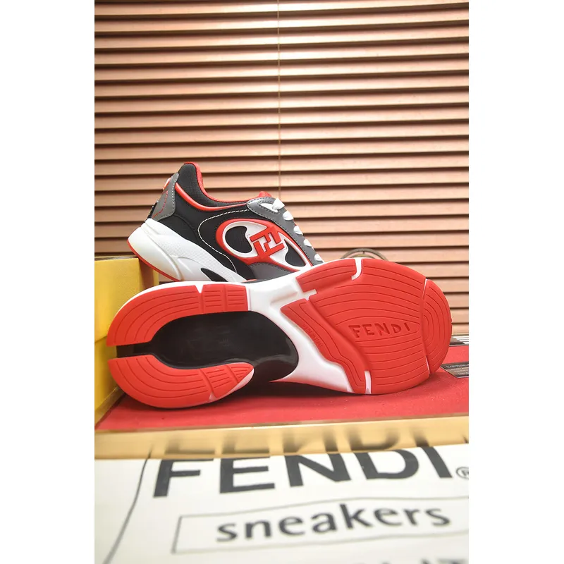Fendi shoes for Mens Fendi New Domino Sneakers Grey/Red #A52995