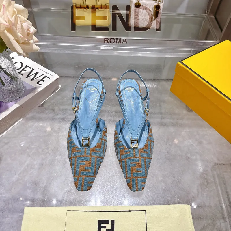 Fendi FF Logo Slingback Pumps Iconic Style Pointed Toe Elegance  Vibrant Colors Modern Luxury Footwear  women #A51721