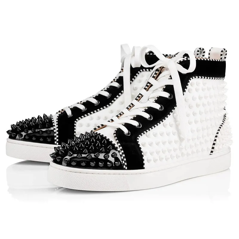 2020 CL Redbottom red bottoms men women fashion luxury designer shoes spike high top sneakers black white bred grey leather suede flats casual shoe #9874153