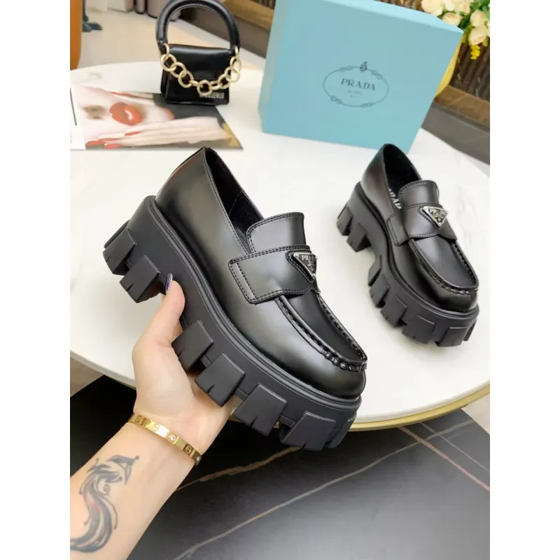 Prada Unisex Shoes Casual height increasing leather shoes #A39524