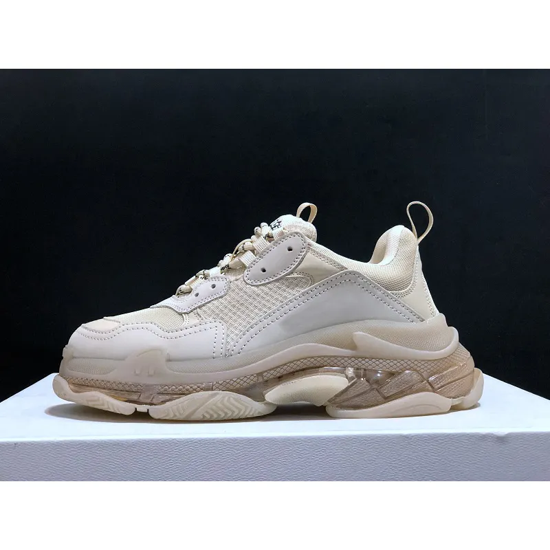 New Balenciaga 17FW Triple S Sneakers Mens Women Casual Shoes Triple S Clear Sole White Green Black Red Rainbow Sports Outdoor Dad Shoe #9875178