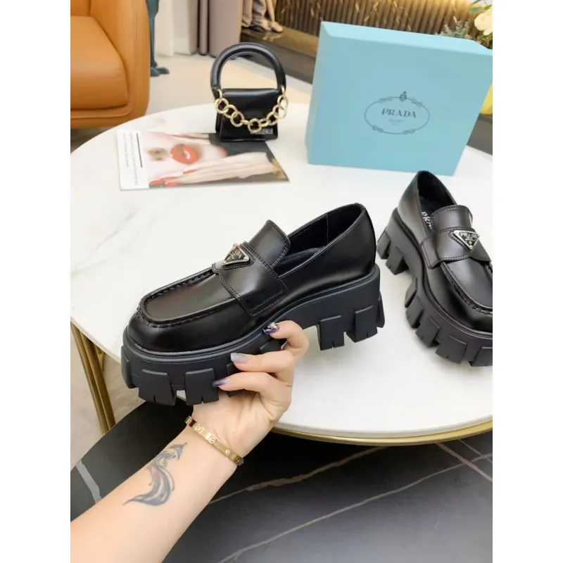 Prada Unisex Shoes Casual height increasing leather shoes #A39524