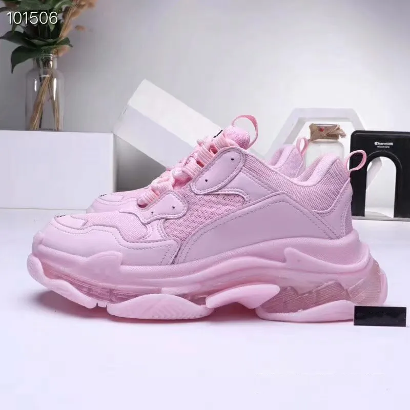 New Balenciaga 17FW Triple S Sneakers Mens Women Casual Shoes Triple S Clear Sole White Green Black Red Rainbow Sports Outdoor Dad Shoe #9875178