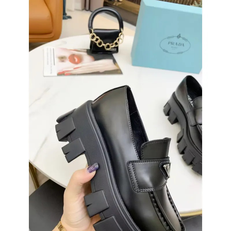 Prada Unisex Shoes Casual height increasing leather shoes #A39524