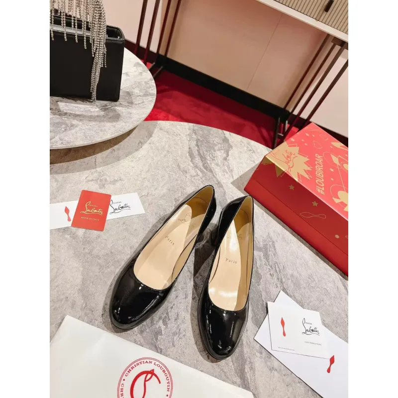 Womens CL Pumps CL Redbottom Miss Sab 85MM Patent Leather Black Pumps #A53126