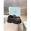 Prada Style Black Leather Loafers With Chunky Platform Sole #A54580