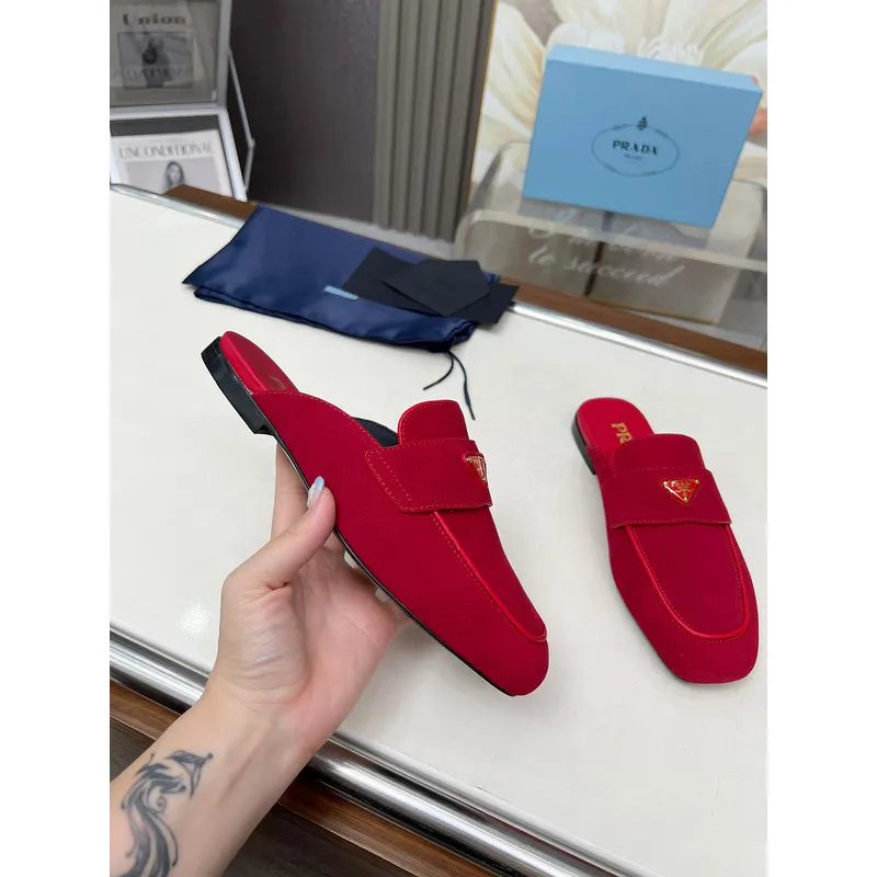 Prada Shoes for Womens Prada Slippers Brown/Black/Red #A47885