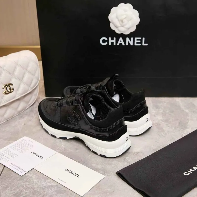 Chanel Black White Couples Sneakers #A54426