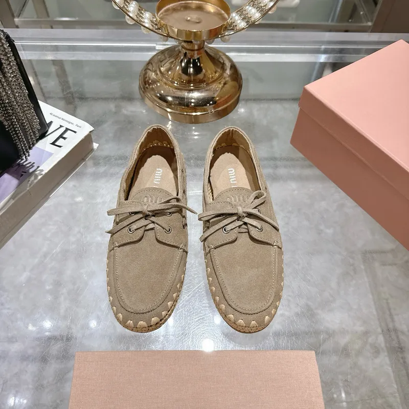 Miu Miu Bow Woven Suede & Leather Boat Shoes #A53179