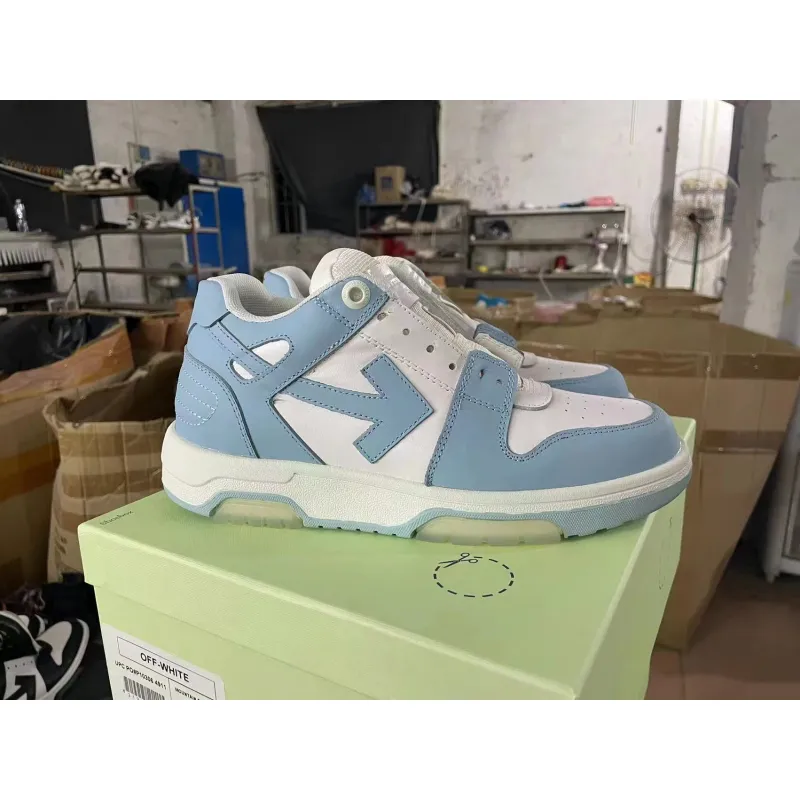 Off-White Mens Sneakers Out Of Office Calf Leather Blue/Black/Grey #A29165 Off-White Mens Sneakers Out Of Office Calf Leather Blue/Black/Grey #A29165