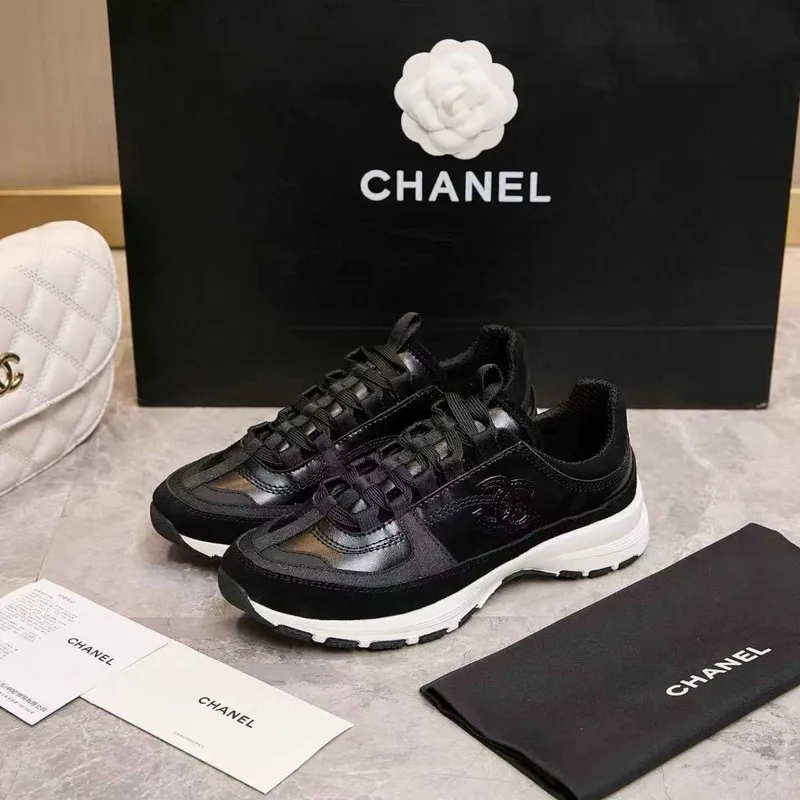 Chanel Black White Couples Sneakers #A54426