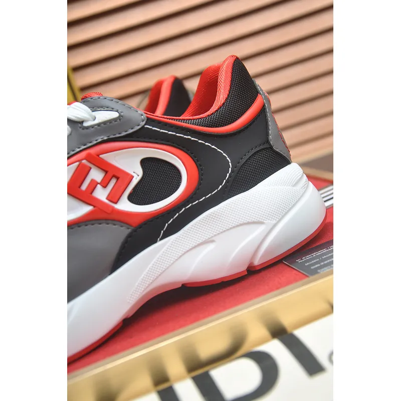 Fendi shoes for Mens Fendi New Domino Sneakers Grey/Red #A52995