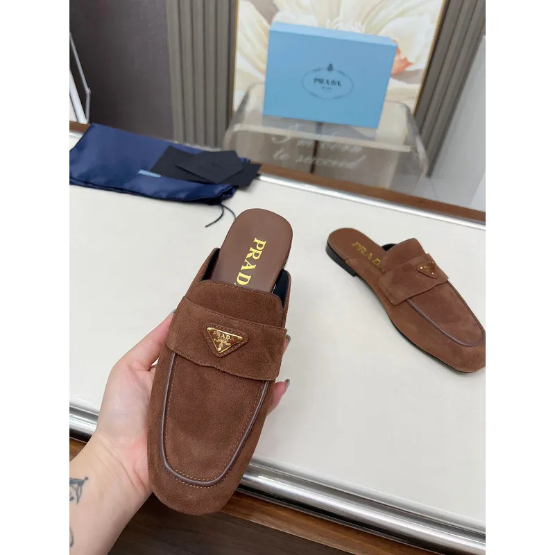 Prada Shoes for Womens Prada Slippers Brown/Black/Red #A47885