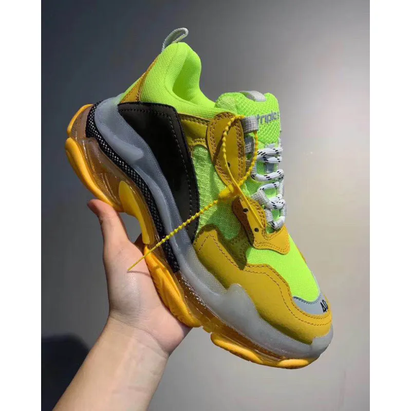New Balenciaga 17FW Triple S Sneakers Mens Women Casual Shoes Triple S Clear Sole White Green Black Red Rainbow Sports Outdoor Dad Shoe #9875178
