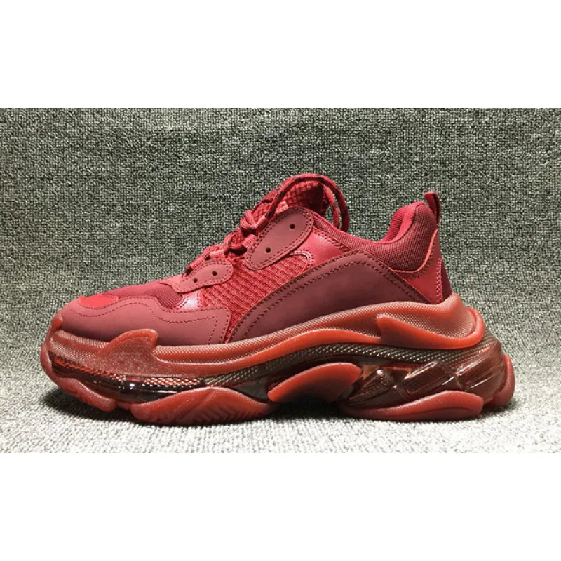 New Balenciaga 17FW Triple S Sneakers Mens Women Casual Shoes Triple S Clear Sole White Green Black Red Rainbow Sports Outdoor Dad Shoe #9875178