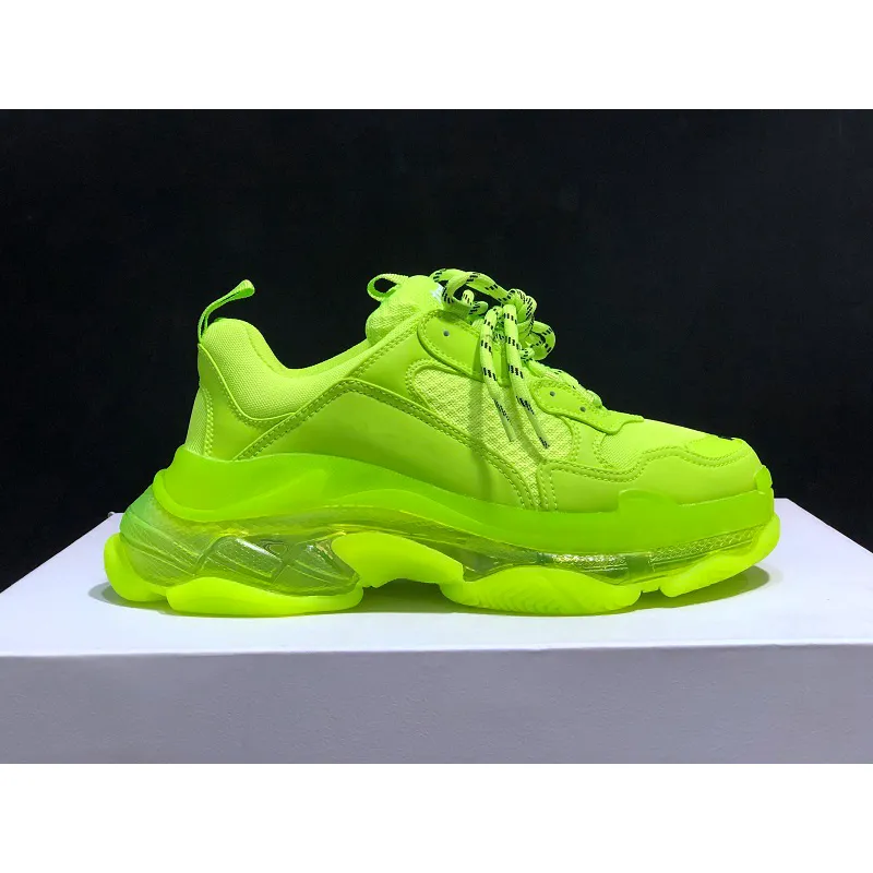 New Balenciaga 17FW Triple S Sneakers Mens Women Casual Shoes Triple S Clear Sole White Green Black Red Rainbow Sports Outdoor Dad Shoe #9875178