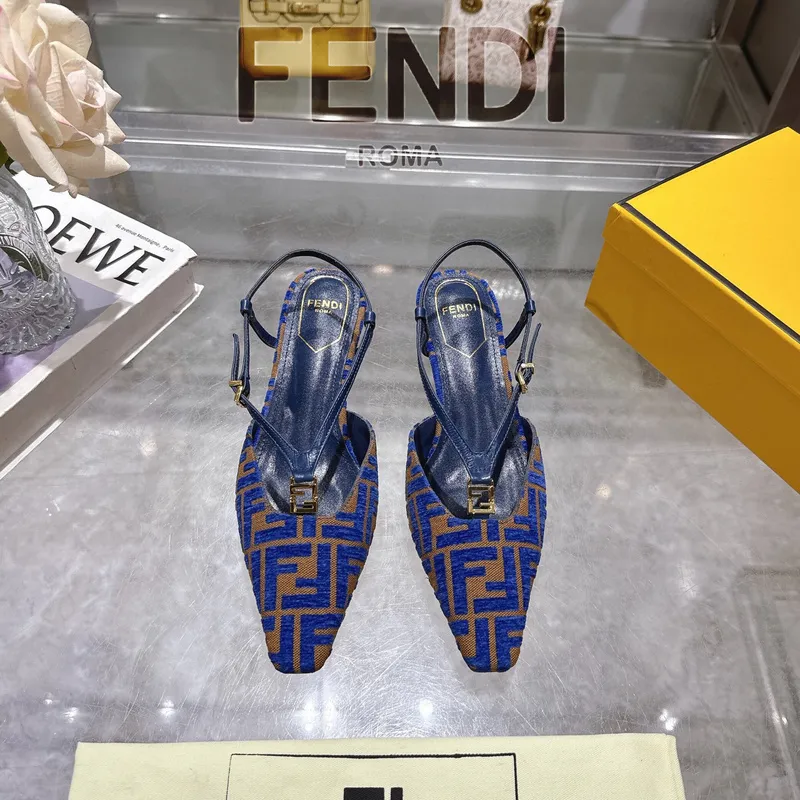 Fendi FF Logo Slingback Pumps Iconic Style Pointed Toe Elegance  Vibrant Colors Modern Luxury Footwear  women #A51721